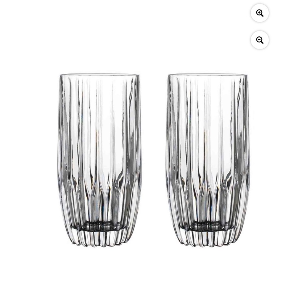 Godinger‎ Pleat Highball Glasses Set of 4 Clear Ribbed Crystal Barware 150mm